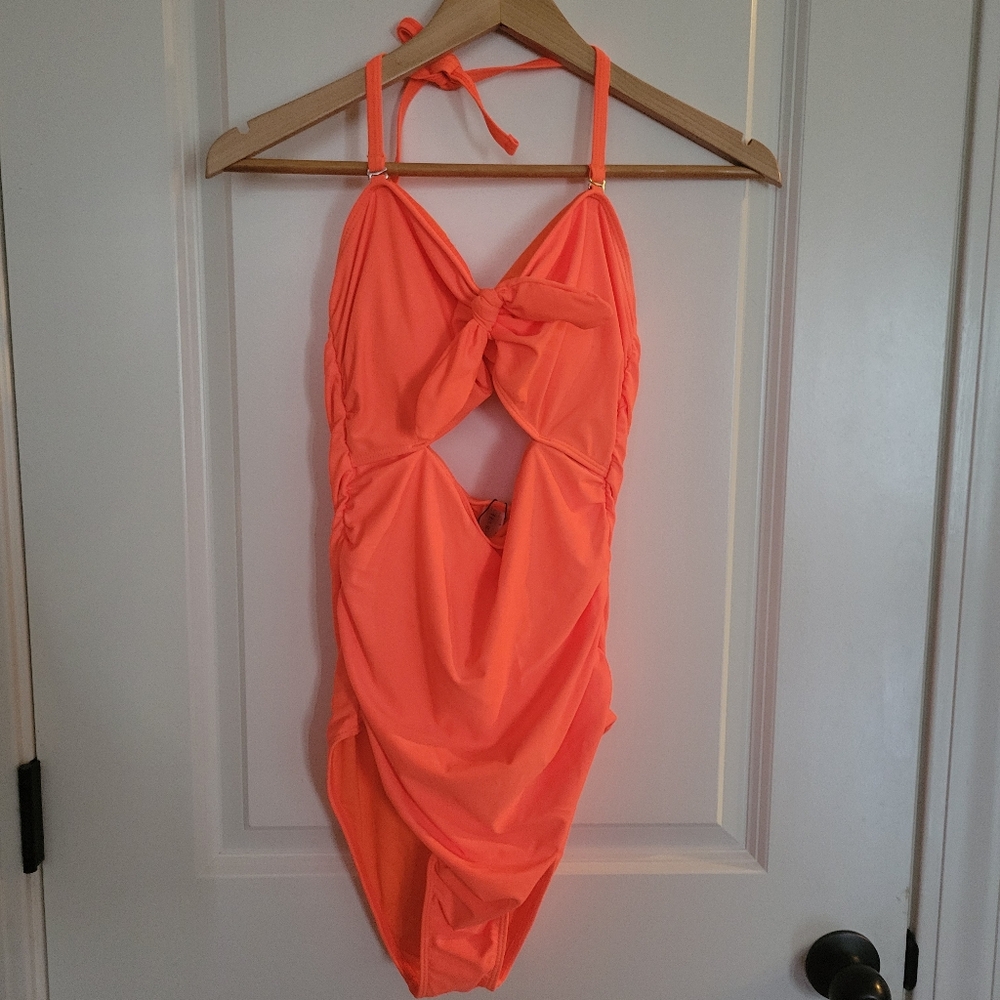 Orange One Piece Swimsuit with Cut Out Detail